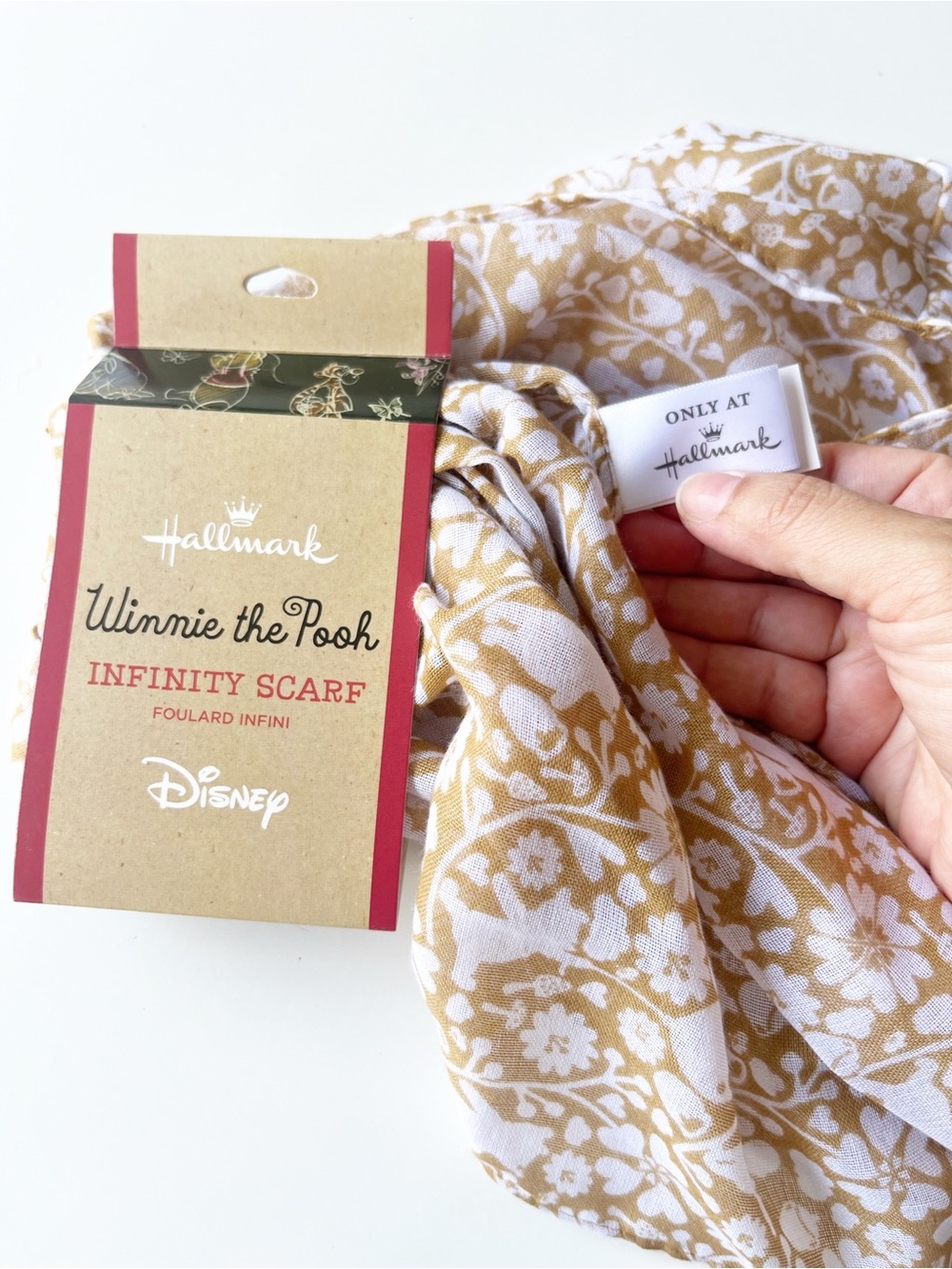 Hallmark Winnie the Pooh Infinity Scarf - White & Mustard Floral